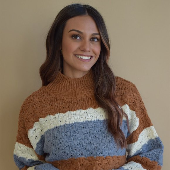 Cable knit stripe sweater NWT - Picture 3 of 5